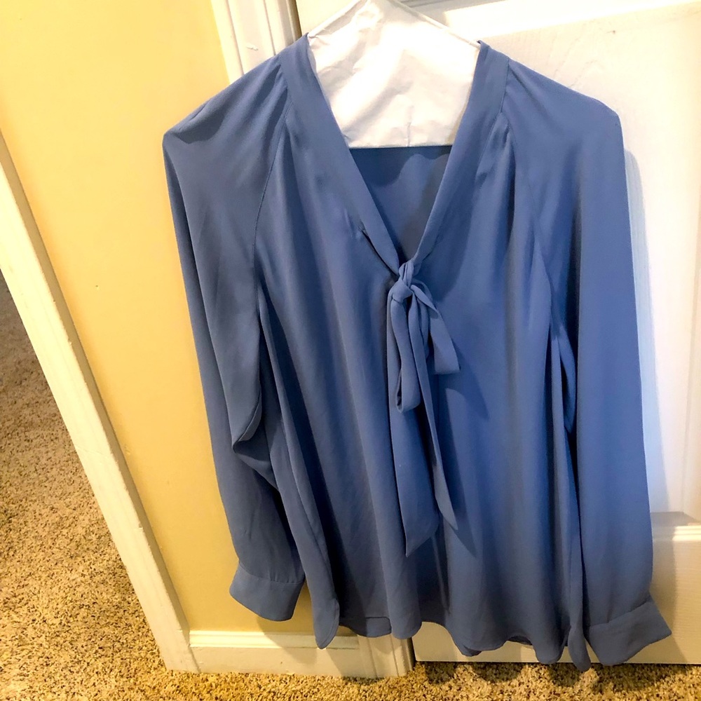 Blue business casual blouse
